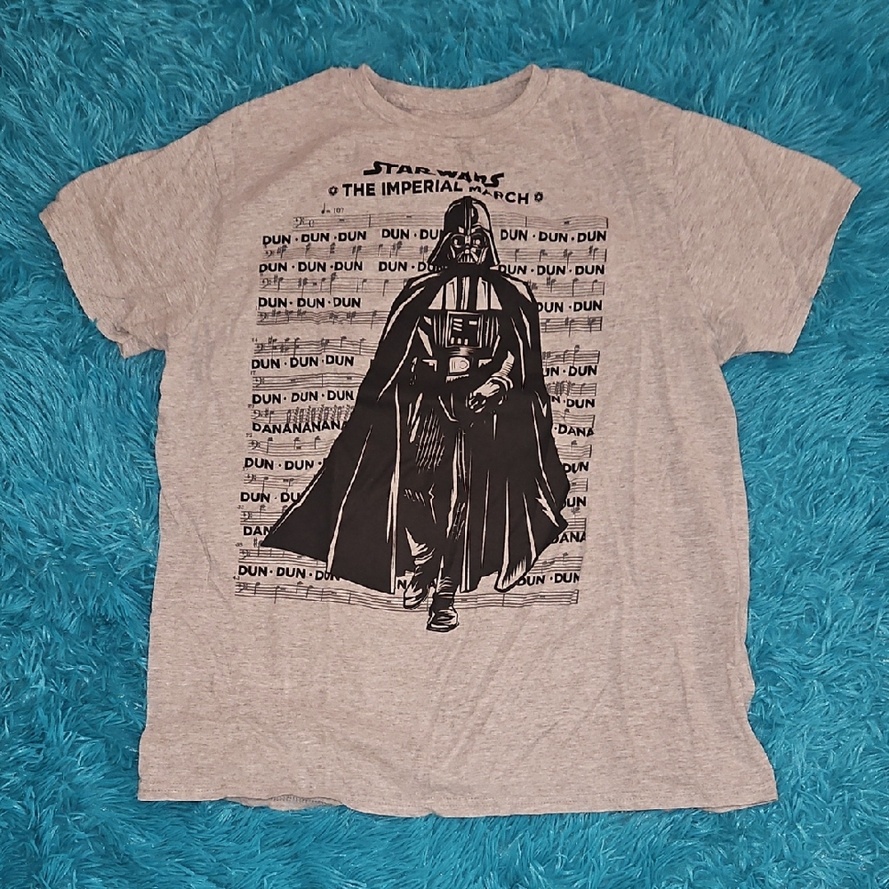 MAD Engine Gray Tee with Black Darth Vader Imperial March Graphic